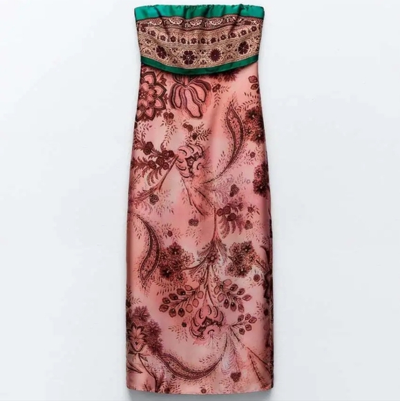 ❌️SOLD❌️PRINTED STRAPLESS DRESS MULTICOLORED SIZE M - Picture 8 of 10